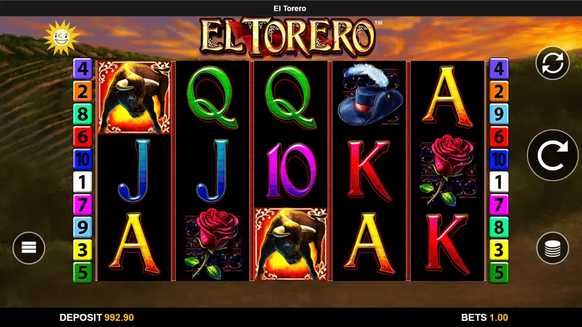 El Torero Basisspiel mit Torero-Wild und Bulle-Scatter auf den Walzen