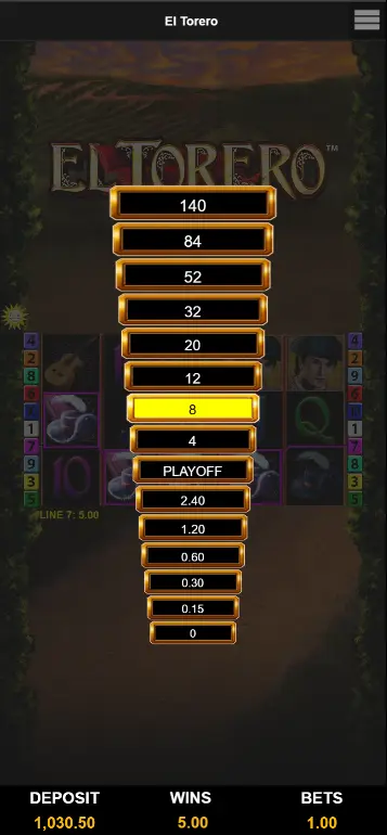 El Torero Ladder Gamble aktiv mit sichtbarer Stufenleiter